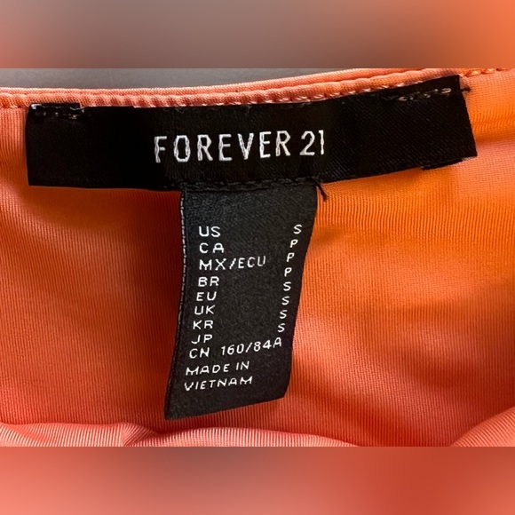 New, Forever 21 Coral Open Back Lightweight Mini Slip Dress. Size Small - Picture 4 of 5